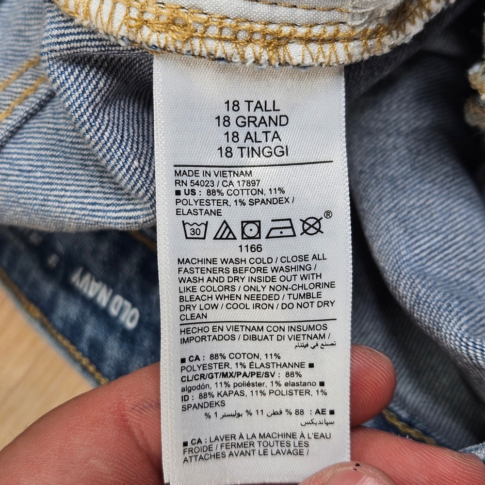 Old Navy OG Loose Button Fly Jeans Womens 18T Tall Blue High Rise Split Hem NEW - Picture 13 of 16